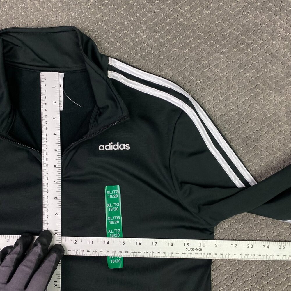 Adidas Tricot Track Jacket Boys XL Men's Small Black 3 White Stripes CM3994 NWT - Picture 9 of 11